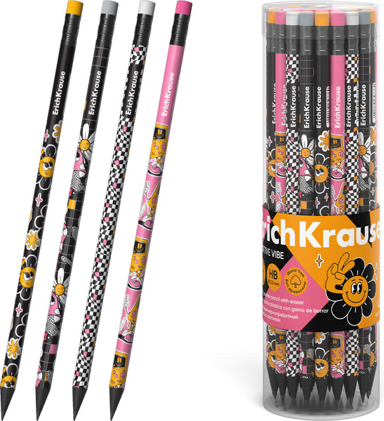 Изображение товара Простой карандаш Erich Krause Positive Vibe НВ / 62776 (с ластиком)