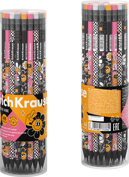 Изображение товара Простой карандаш Erich Krause Positive Vibe НВ / 62776 (с ластиком)