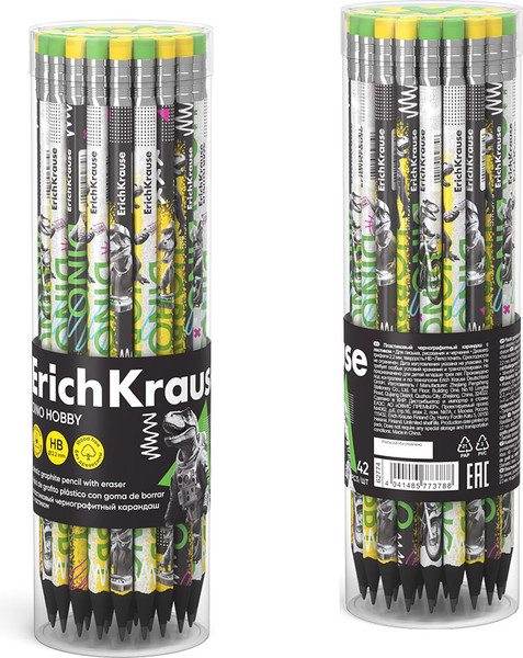 Изображение товара Простой карандаш Erich Krause Dino Hobby НВ / 62774 (с ластиком)