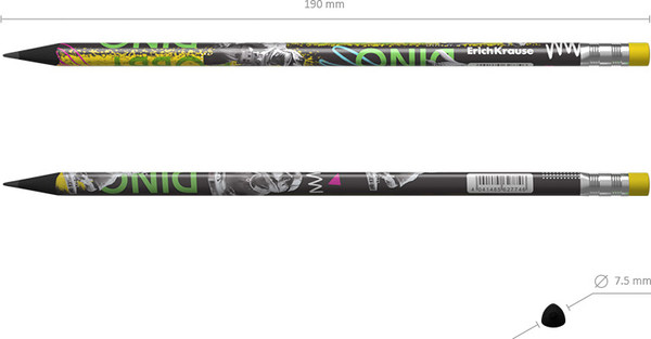 Изображение товара Простой карандаш Erich Krause Dino Hobby НВ / 62774 (с ластиком)