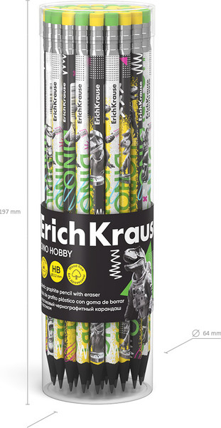 Изображение товара Простой карандаш Erich Krause Dino Hobby НВ / 62774 (с ластиком)