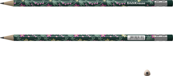 Изображение товара Простой карандаш Erich Krause Floral Soul НВ / 62775 (с ластиком)