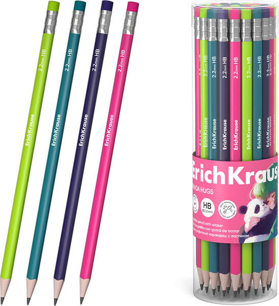 Изображение товара Простой карандаш Erich Krause Panda Hugs НВ / 62762 (с ластиком)