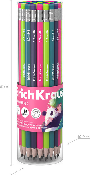 Изображение товара Простой карандаш Erich Krause Panda Hugs НВ / 62762 (с ластиком)