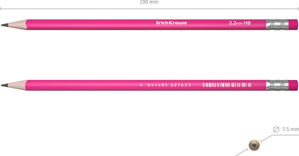 Изображение товара Простой карандаш Erich Krause Panda Hugs НВ / 62762 (с ластиком)