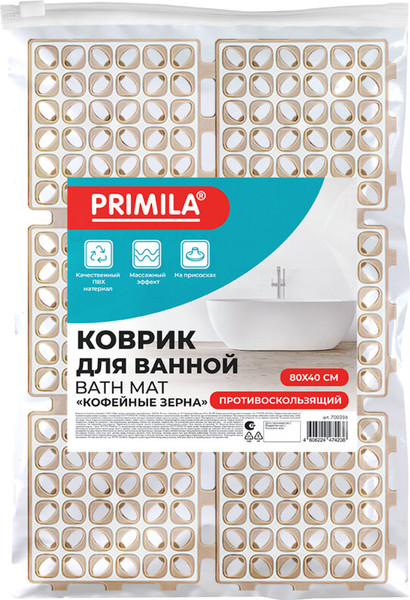 Изображение товара Коврик для ванной Primila 700386 (40x80, бежевый/серый)