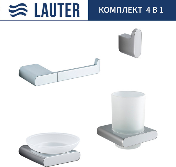 Изображение товара Набор аксессуаров для ванной и туалета Lauter 21SH57061 + 21SH57051 + 21SH57091 + 21SH5710А1 (Chrome, 4 предмета)