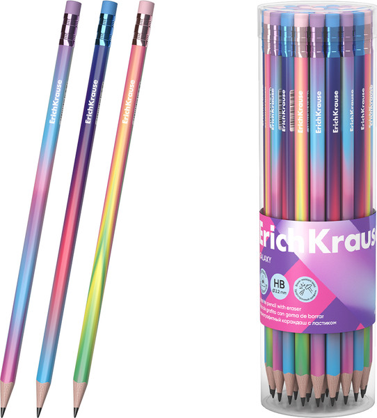 Изображение товара Простой карандаш Erich Krause Galaxy HB / 60725 (с ластиком)
