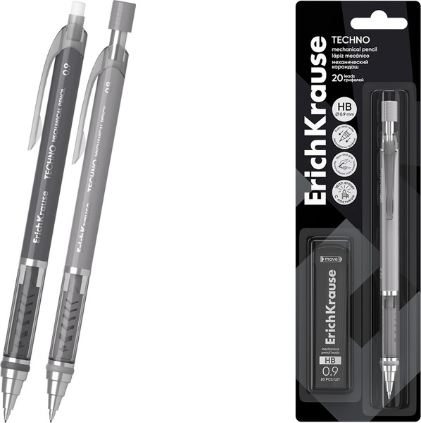 Изображение товара Механический карандаш Erich Krause Techno 0.9 HB / 64087 (20 грифелей)