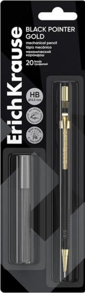 Изображение товара Механический карандаш Erich Krause Black Pointer Gold 0.5 HB / 64084 (20 грифелей)