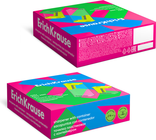 Изображение товара Точилка Erich Krause City Mini Neon с контейнером / 60020 (в ассортименте)