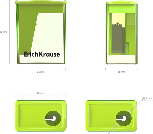 Изображение товара Точилка Erich Krause City Mini Neon с контейнером / 60020 (в ассортименте)