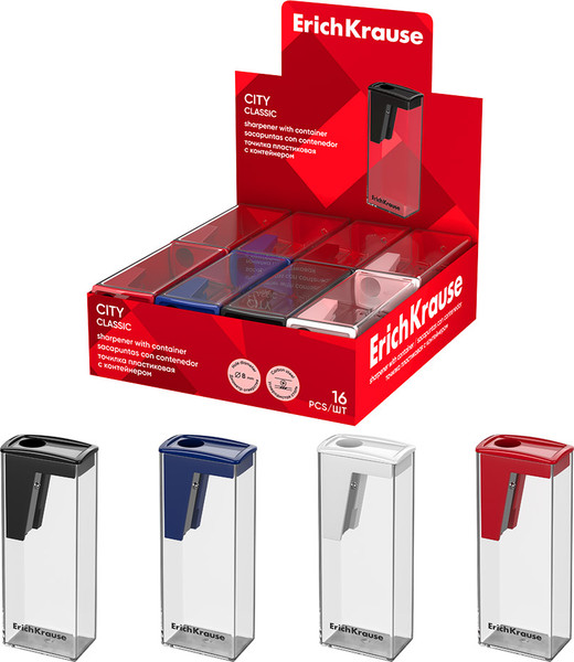 Изображение товара Точилка Erich Krause City Classic с контейнером / 60021 (в ассортименте)