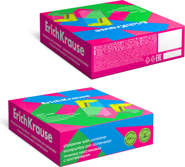 Изображение товара Точилка Erich Krause City Neon с контейнером / 60023 (в ассортименте)