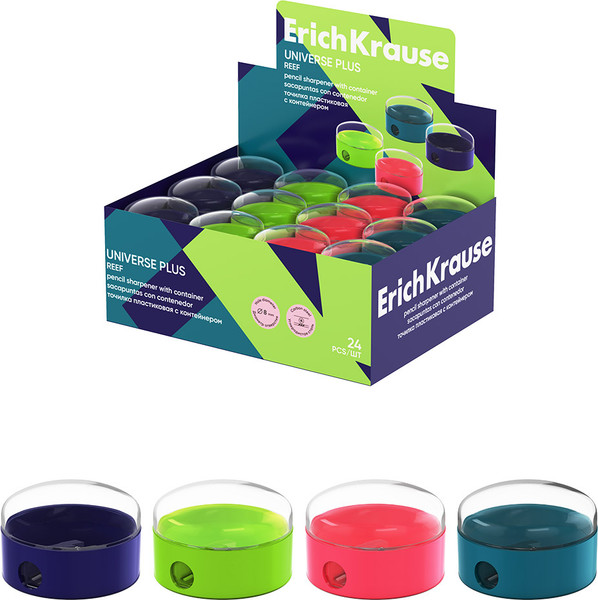 Изображение товара Точилка Erich Krause Universe Plus Reef с контейнером / 60015 (в ассортименте)