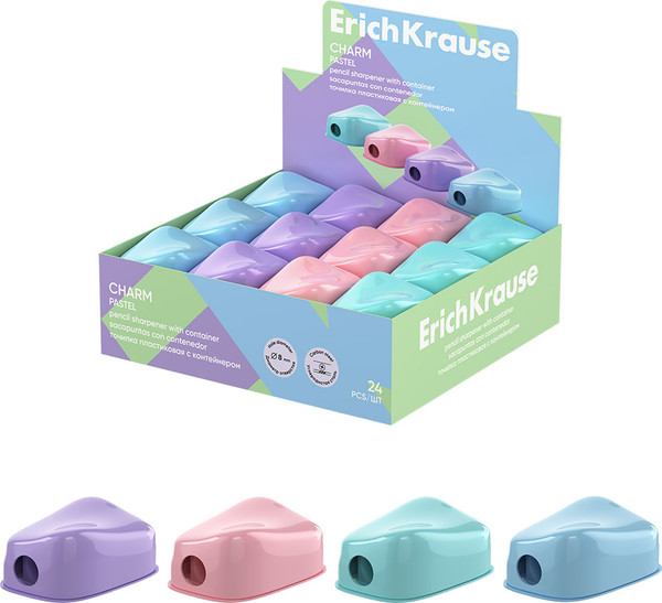 Изображение товара Точилка Erich Krause Charm Pastel с контейнером / 60031 (в ассортименте)