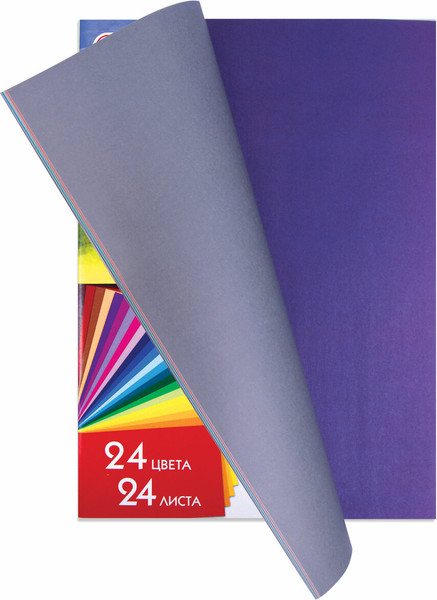 Изображение товара Набор цветной бумаги Пифагор Умный котик / 128002 (24цв)