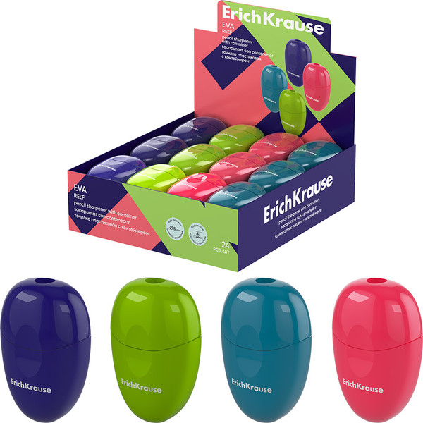 Изображение товара Точилка Erich Krause Eva Reef с контейнером / 60037 (в ассортименте)