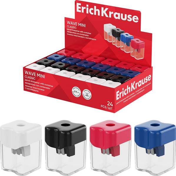 Изображение товара Точилка Erich Krause Wave Mini Classic с контейнером / 60042 (в ассортименте)