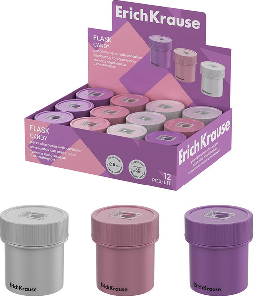 Изображение товара Точилка Erich Krause Flask Candy с контейнером / 60050 (в ассортименте)