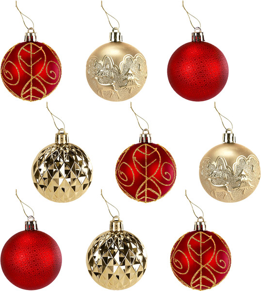 Изображение товара Набор шаров новогодних Золотая сказка 592451 (9шт, золотой/красный)
