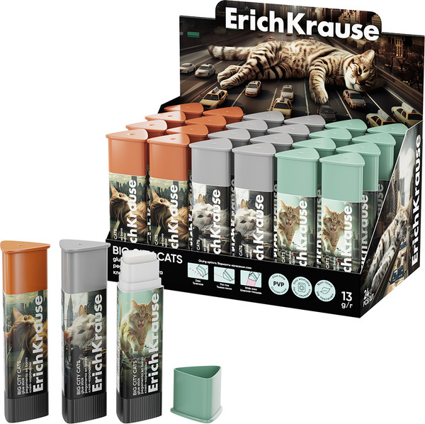 Изображение товара Клей-карандаш Erich Krause Prism Big City Cats / 63166 (13г)