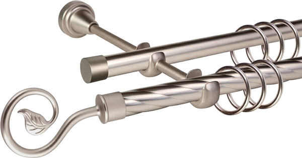 Изображение товара Карниз для штор АС ФОРОС Grace D19К/19Г + наконечники Завиток одинарный (2.4м, сатин)