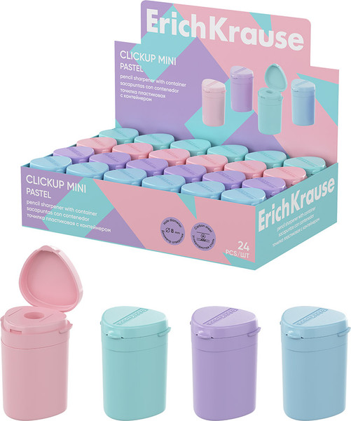 Изображение товара Точилка Erich Krause ClickUp Mini Pastel с контейнером / 60064 (в ассортименте)