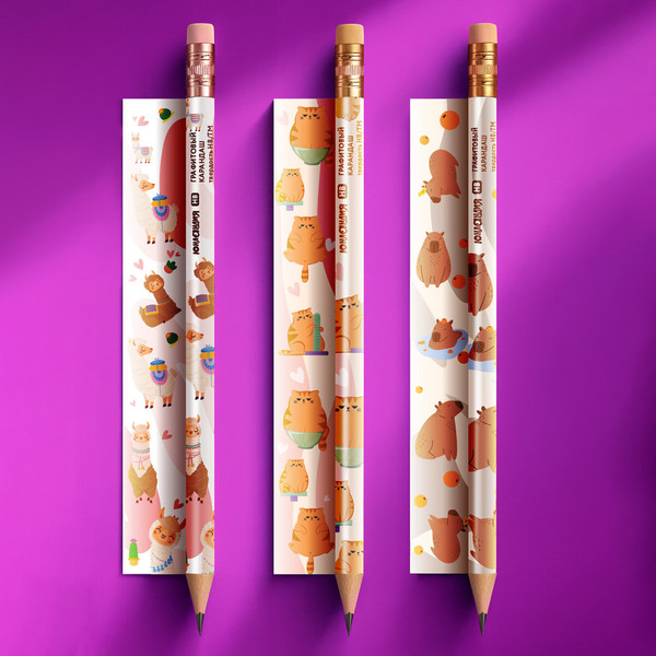 Изображение товара Набор простых карандашей Юнландия Fat Animals/ 182035 (12шт)