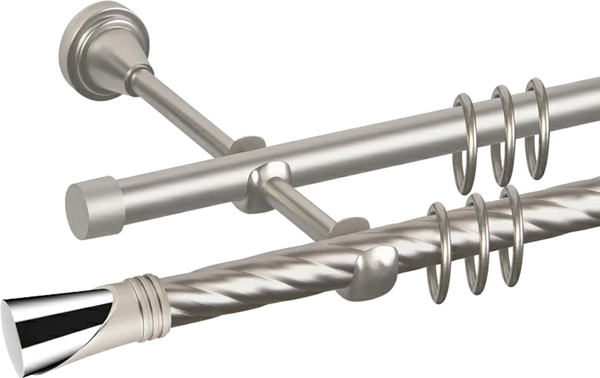 Изображение товара Карниз для штор АС ФОРОС Grace D19К/19Г + наконечники Вега (3м, сатин/хром)