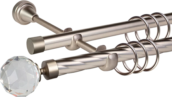 Изображение товара Карниз для штор АС ФОРОС Grace D19К/19Г + наконечники Кристалл (1.6м, сатин)