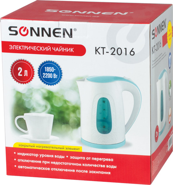 Изображение товара Электрочайник Sonnen KT-2016 / 453417 (белый/синий)