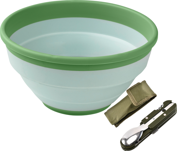 Изображение товара Складная миска Berossi Compact ИК 22362000 (чайное дерево, с набором столовых приборов походны)