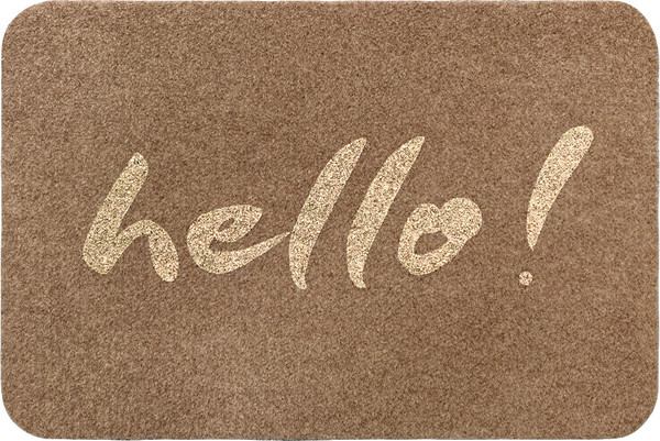 Изображение товара Коврик грязезащитный ComeForte Велюр Hello 50x80 (бежевый)