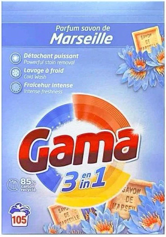Изображение товара Стиральный порошок GAMA Универсальный 3 в 1 Marseille (5.775кг)