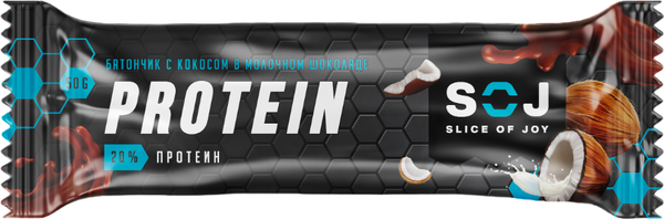 Изображение товара Набор протеиновых батончиков SOJ Protein (20x50г, кокос)