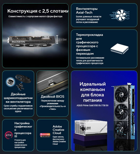 Изображение товара Видеокарта Asus Prime Radeon RX 9070 OC Edition 16GB (PRIME-RX9070-O16G)