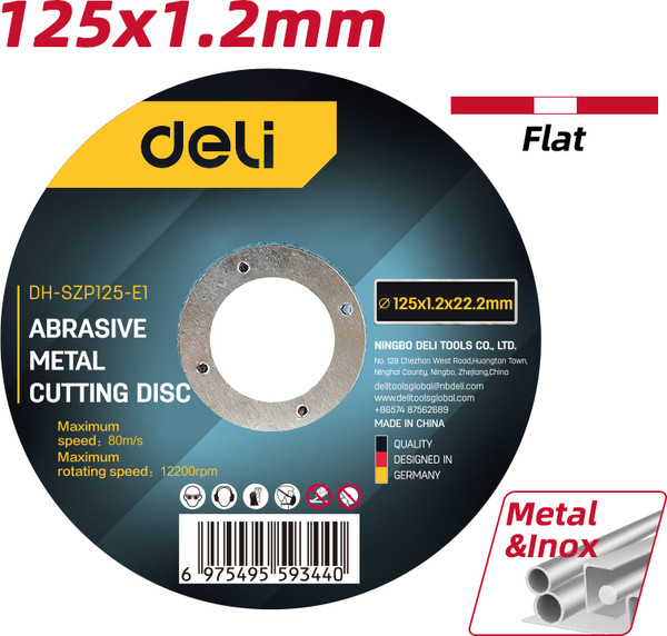 Изображение товара Отрезной диск Deli YS EDH-SZP125-E1 по металлу (125x1.2x22.2мм)