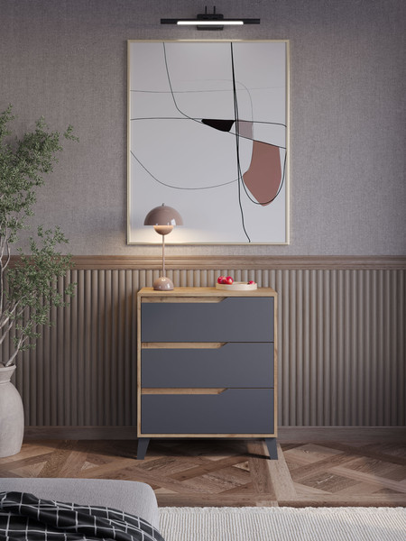 Изображение товара Комод Eligard   Eyva 3S (дуб вотан/графит)