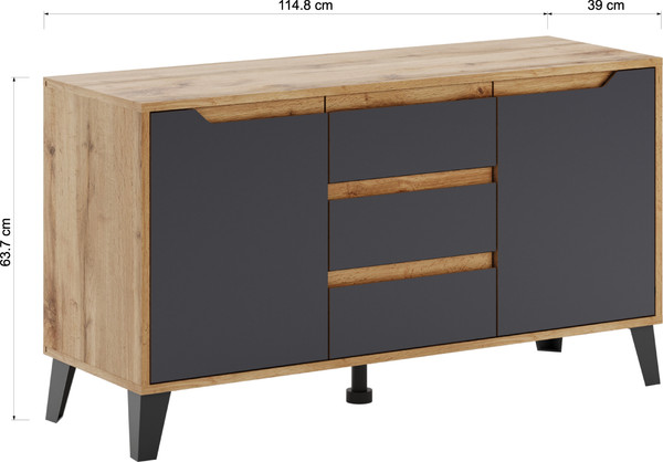 Изображение товара Тумба Eligard   Eyva RTV 2D3S  (дуб вотан/графит)