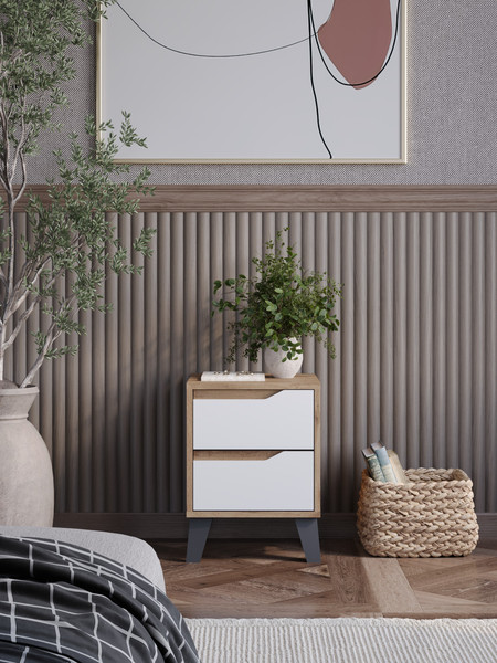 Изображение товара Прикроватная тумба Eligard Eyva 2S (дуб вотан/белый)