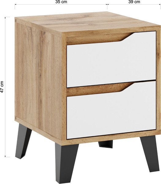 Изображение товара Прикроватная тумба Eligard Eyva 2S (дуб вотан/белый)