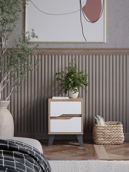 Изображение товара Прикроватная тумба Eligard Eyva 2S (дуб вотан/белый)