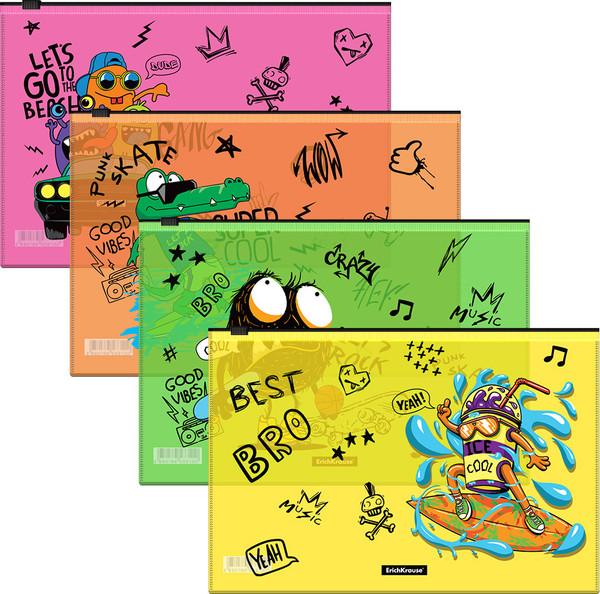 Изображение товара Папка-конверт Erich Krause Funny Monsters B5 / 54920 (в ассортименте)