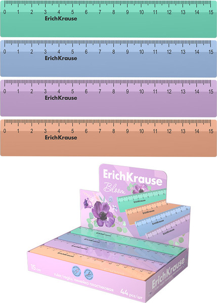 Изображение товара Линейка Erich Krause Pastel Bloom / 61762 (в ассортименте)