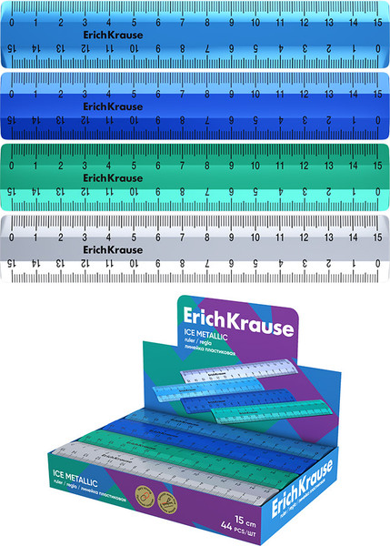 Изображение товара Линейка Erich Krause Ice Metallic / 53860 (в ассортименте)