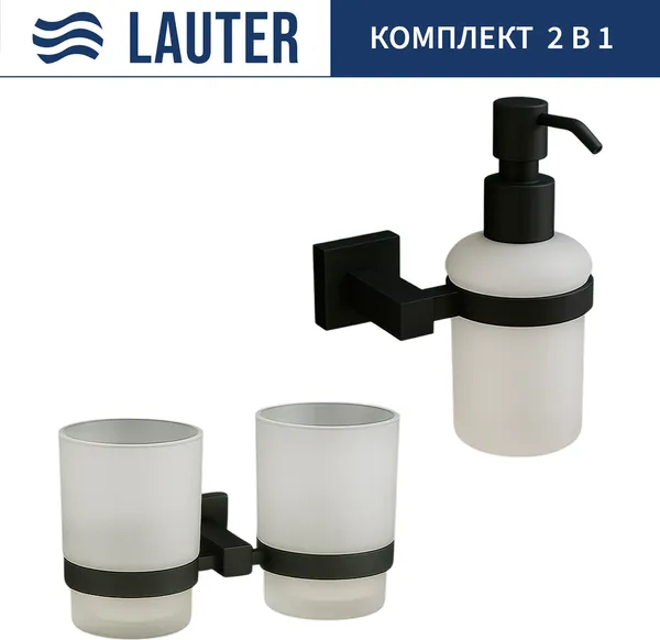 Изображение товара Набор аксессуаров для ванной Lauter 21SH6082 + 21SH6172 (Matt Black, 2 предмета)