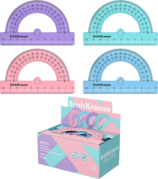 Изображение товара Транспортир Erich Krause Pastel / 57900 (в ассортименте)