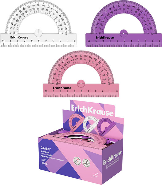 Изображение товара Транспортир Erich Krause Candy / 57915 (в ассортименте)