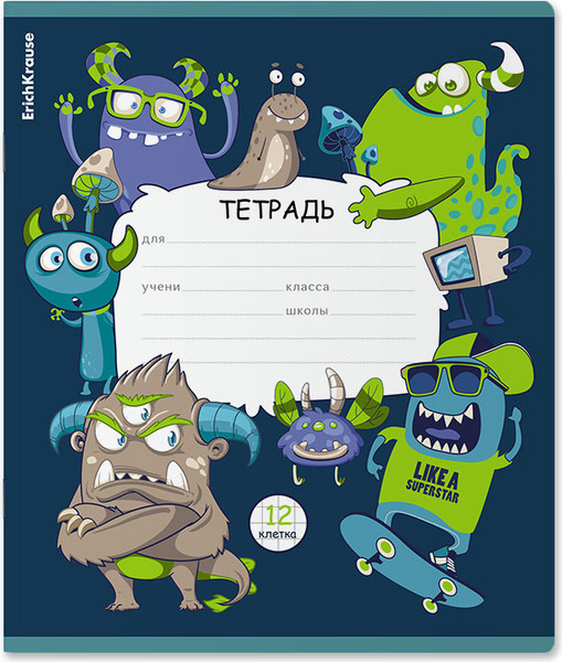Изображение товара Тетрадь Erich Krause Monsters / 60532 (12л, клетка)